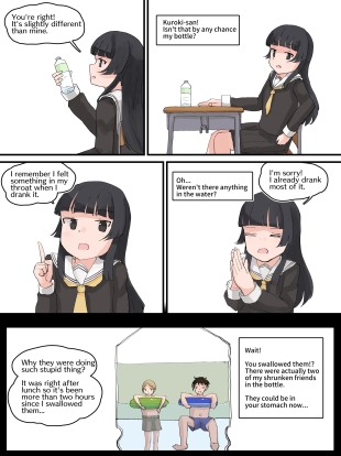 hentai A girl who unknowingly swallowed classmates who were shrunk