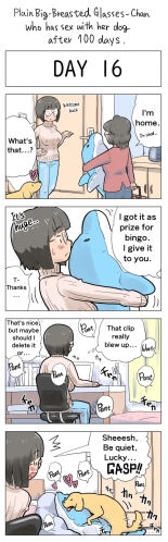 Plain Big-Breasted Glasses-Chan who has sex with her dog after 100 days : page 16