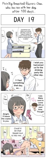 Plain Big-Breasted Glasses-Chan who has sex with her dog after 100 days : page 19