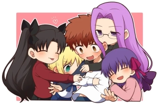 hentai Shirou x Saber, Rin, Sakura and Rider