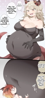 The dragon girl swallows all the adventurers whole in a swollen belly samesize vore comic page 5